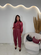 Παντελόνι Δερματίνη Μπορντώ