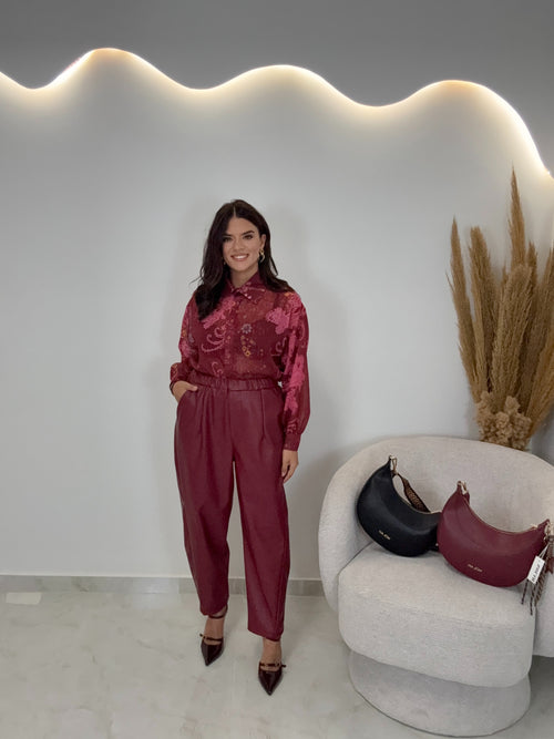 Παντελόνι Δερματίνη Μπορντώ