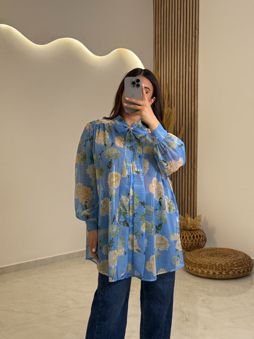 Floral Πουκάμισο Γαλάζιο