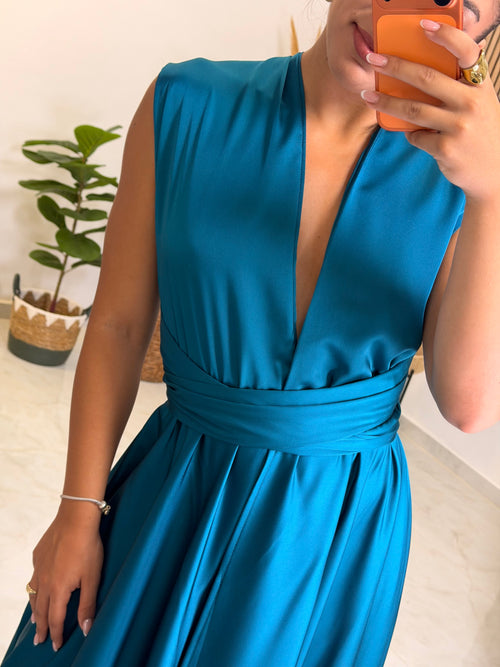 Alessandra Dress Πετρόλ