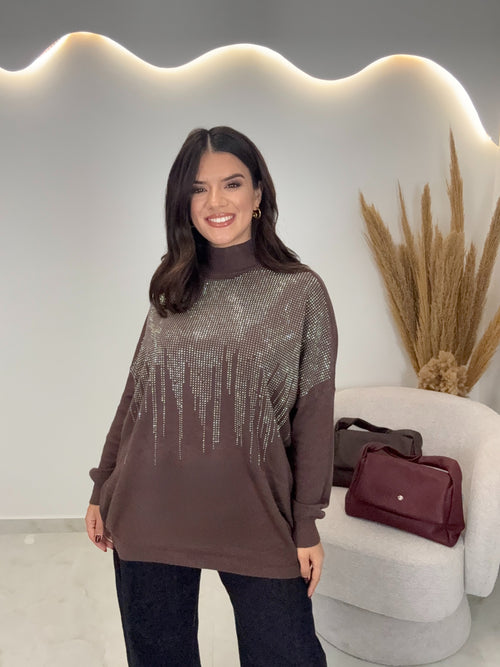 Μπλούζα Valeria Strass Chocolate