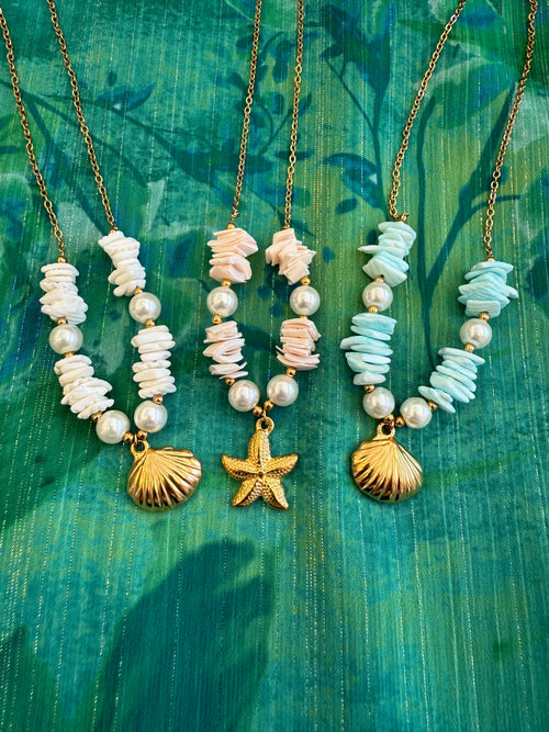 Shell Necklace Baby Blue