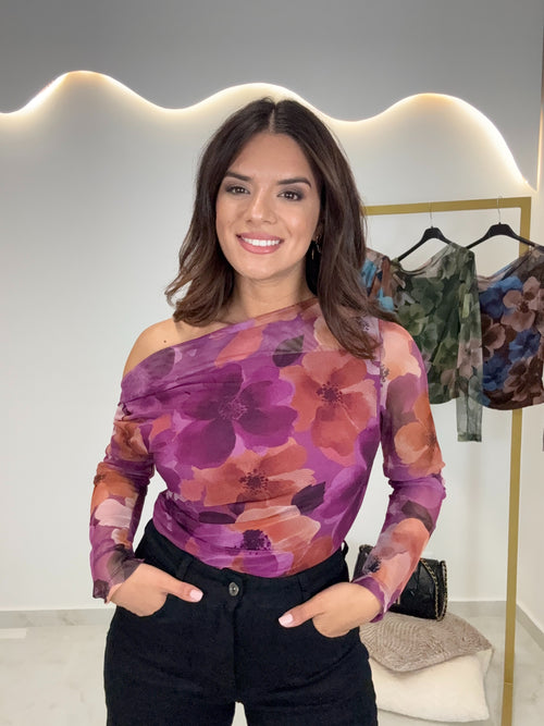 Floral Top Magenta