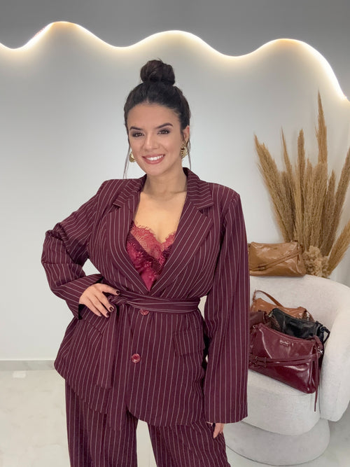 Melita Κοστούμι Ριγέ Μπορντώ