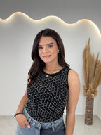 Strass Top Black