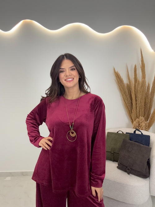 Triple Velvet Set Μπορντώ