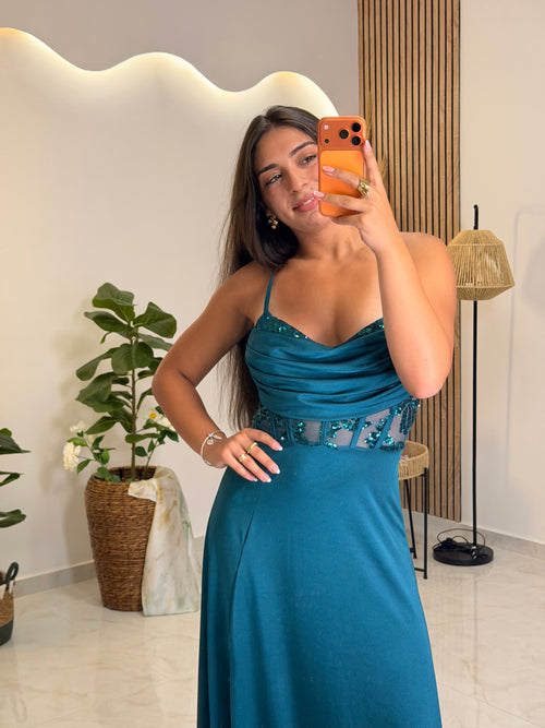 Erietta Dress Πετρόλ