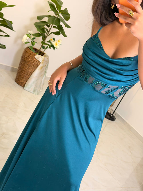 Erietta Dress Πετρόλ