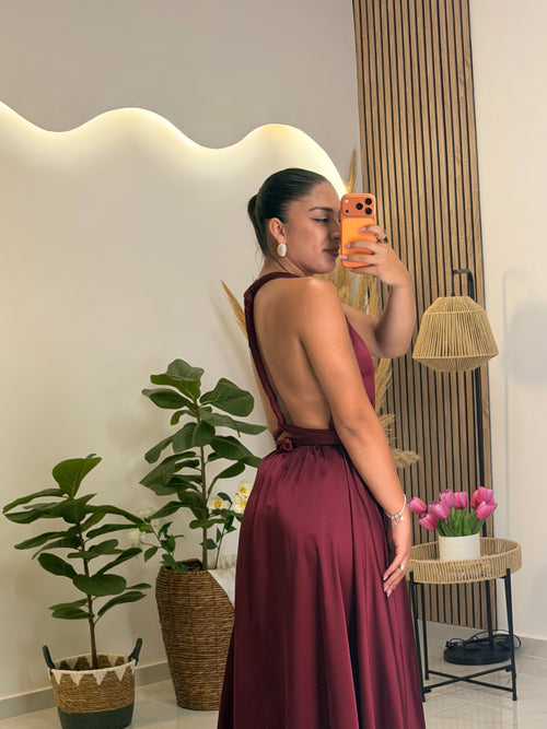 Alessandra Dress Wine Red