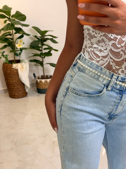 Strass Jeans Light Blue