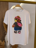 T-Shirt Strass Teddy Boy Rose