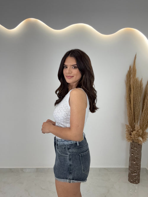 Strass Top White