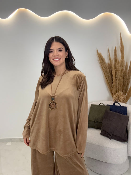 Triple Velvet Set Beige