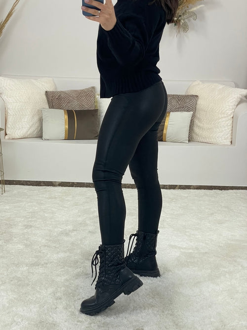 Push-Up Μαύρο Δερμάτινο Κολάν