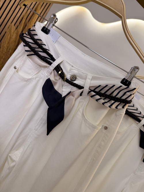 White Elastic Jeans