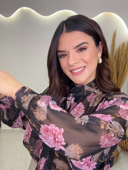 Floral Πουκάμισο Black