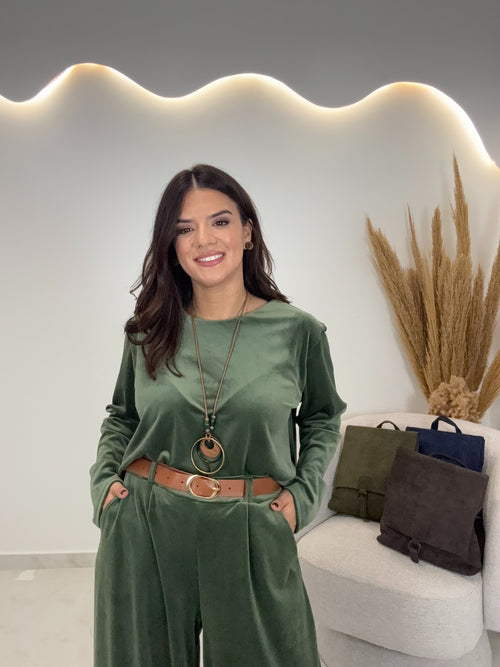 Triple Velvet Set Λαδί