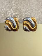 Wavy Silver Gold Earrings