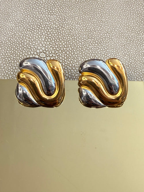 Wavy Silver Gold Earrings