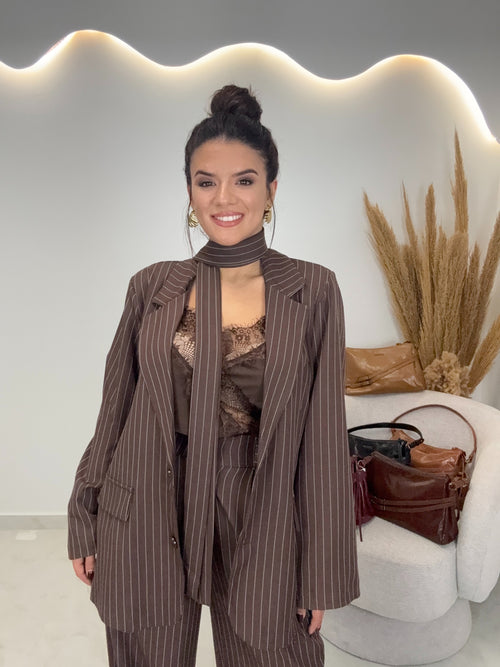 Melita Κοστούμι Ριγέ Chocolate