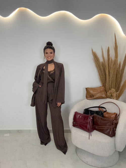 Melita Κοστούμι Ριγέ Chocolate