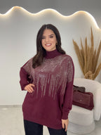 Μπλούζα Valeria Strass Μπορντώ