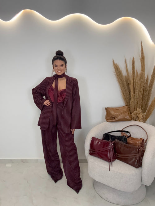 Melita Κοστούμι Ριγέ Μπορντώ