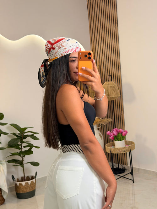 White Elastic Jeans