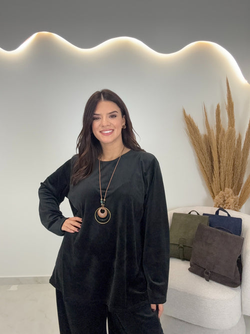 Triple Velvet Set Μαύρο