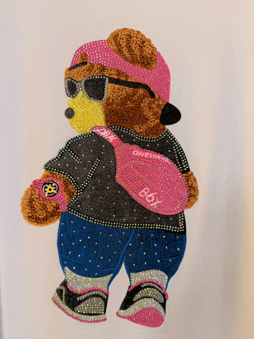 T-Shirt Strass Teddy Boy Rose
