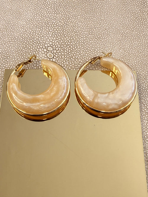 Beige Gold  Hoops