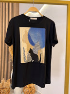 T-Shirt Strass Cats Black