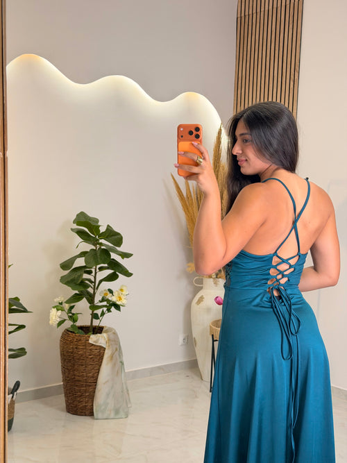 Erietta Dress Πετρόλ