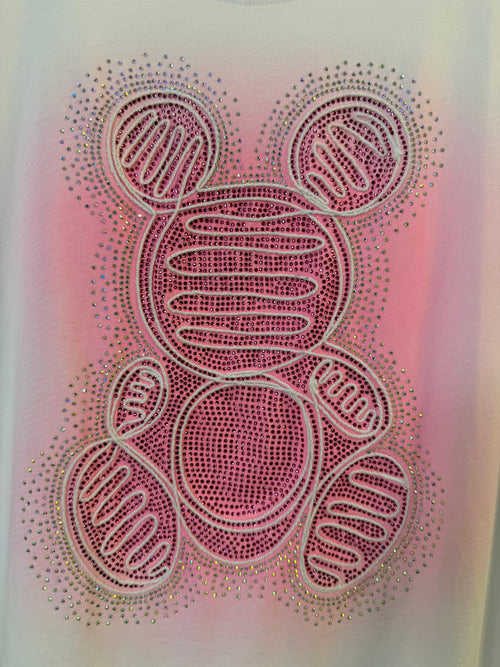 T-Shirt Strass White-Rose