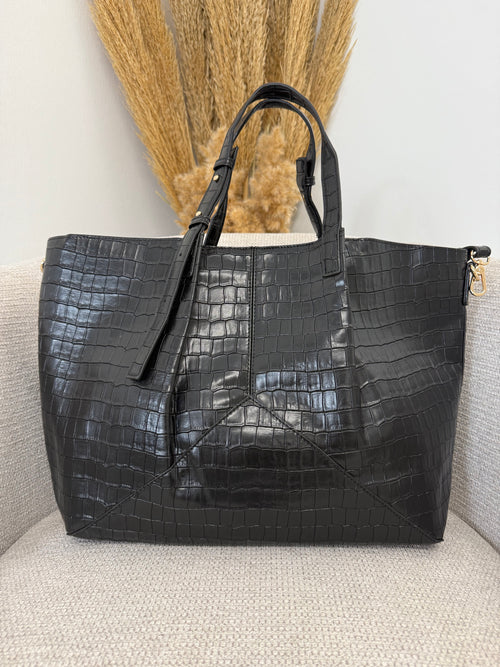 Κροκό Τσάντα Μαύρο