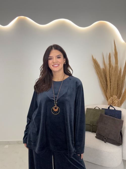 Triple Velvet Set Μπλε