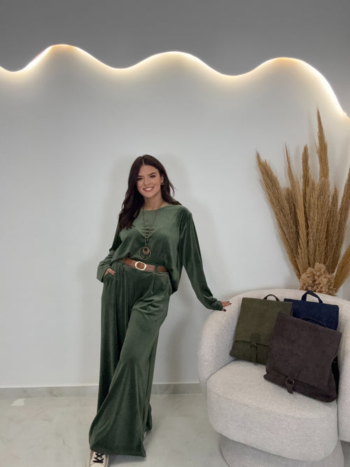 Triple Velvet Set Λαδί