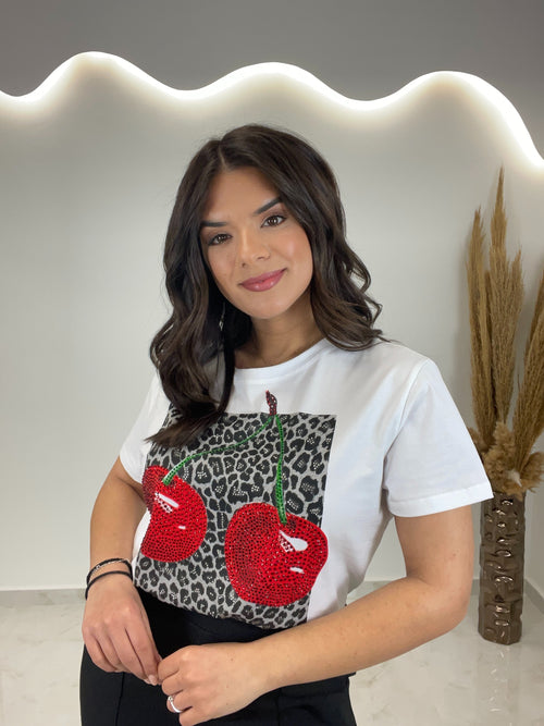 T-shirt Cherry White