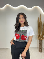 T-shirt Cherry White