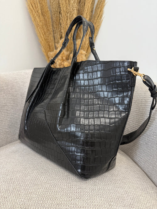 Κροκό Τσάντα Μαύρο