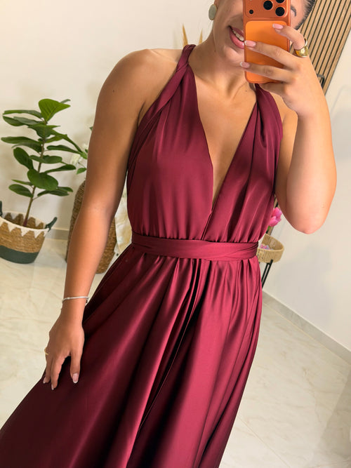 Alessandra Dress Wine Red