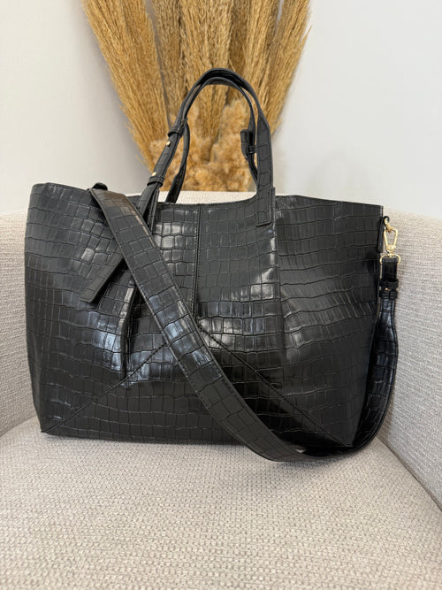 Κροκό Τσάντα Μαύρο