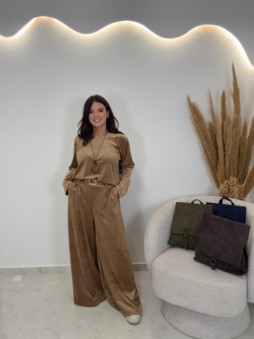 Triple Velvet Set Beige