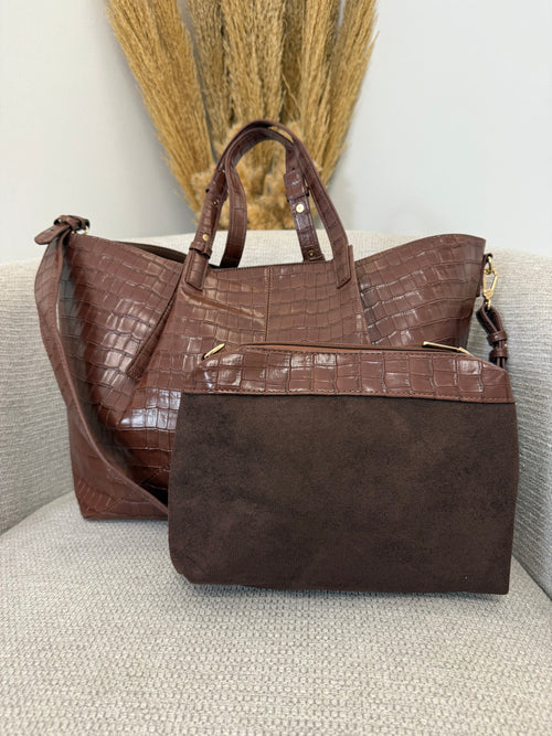 Κροκό Τσάντα Chocolate