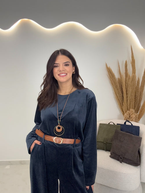 Triple Velvet Set Μπλε