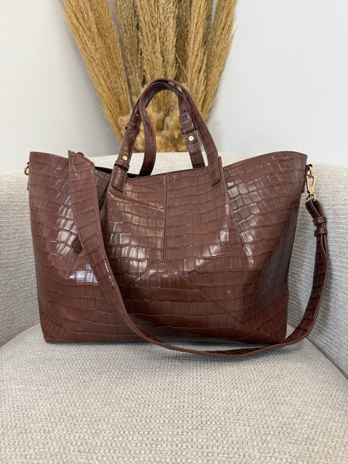 Κροκό Τσάντα Chocolate