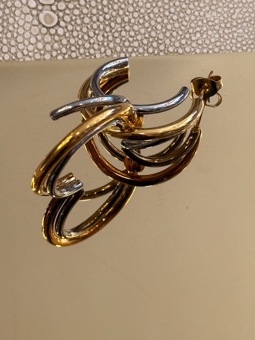 Triple Silver Gold Earrings