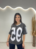 T-Shirt Animal Print Γκρι
