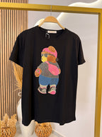 T-Shirt Strass Teddy Boy Black