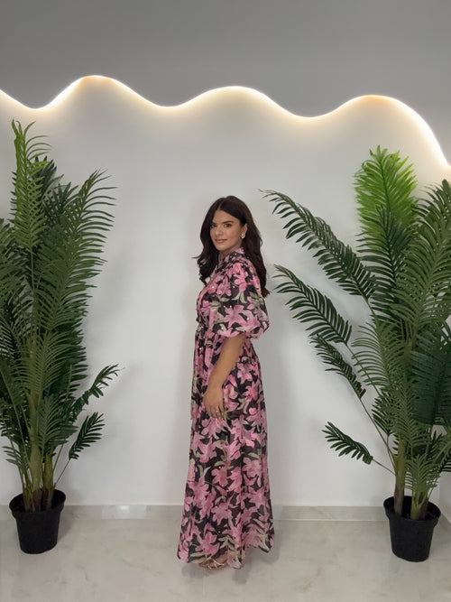 Dreamy Dress Fuchsia Black